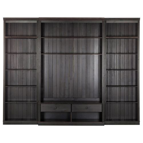 Anita-meuble Mural Avec 2 Bibliothèques Et 1 Meuble Bas En Pin Havane