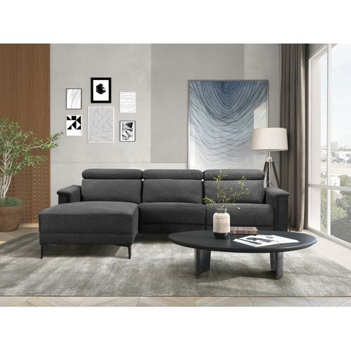 Lund-canapé Chaise Lounge Avec 1 Fauteuil Inclinable Électrique En Tissu Anthracite