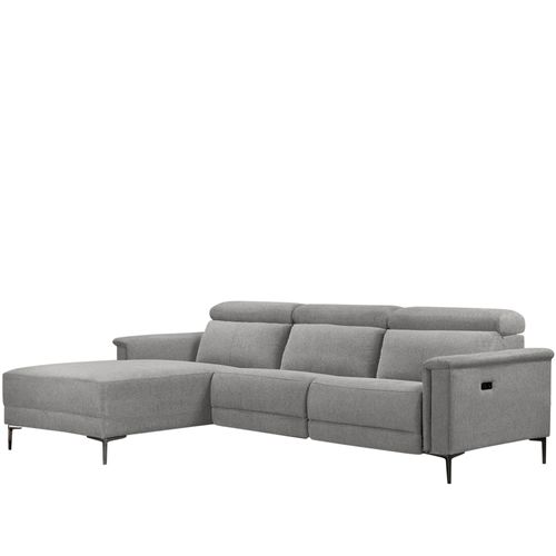 Lund-canapé Chaise Lounge Avec 1 Fauteuil Relax Électrique En Tissu Gris