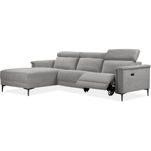 Lund-canapé Chaise Lounge Avec 1 Fauteuil Relax Électrique En Tissu Gris