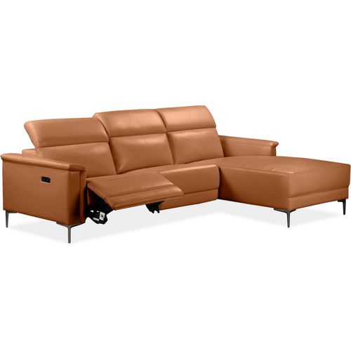 Lund-canapé 3 Places Avec 1 Fauteuil Électrique En Pu Cognac