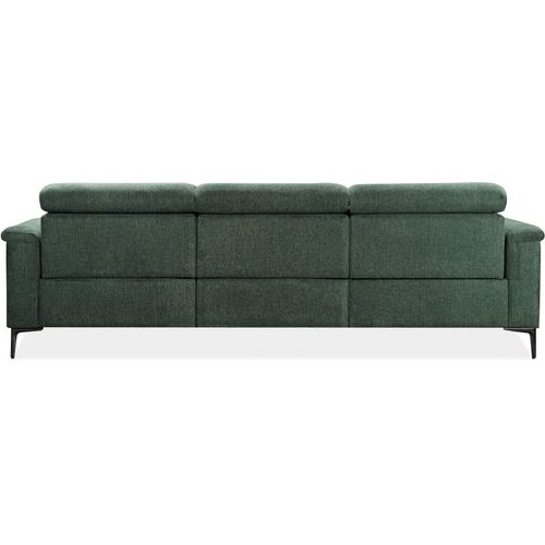 Lund-canapé 3 Places Avec 1 Fauteuil Relax Électrique En Vert Foncé Tissu