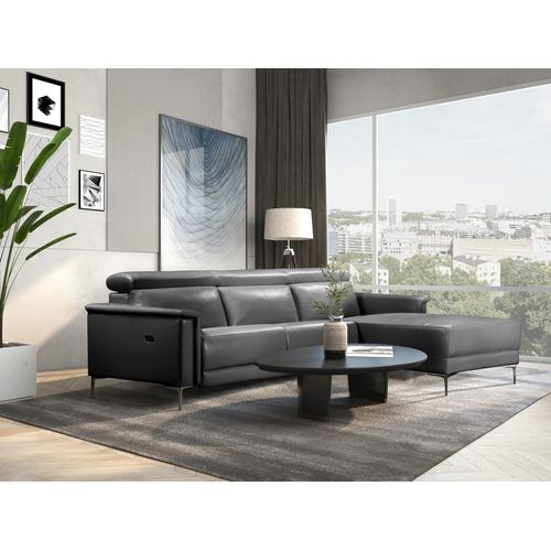 Lund-canapé Chaise Lounge Avec 1 Relax Électrique En Cuir Noir