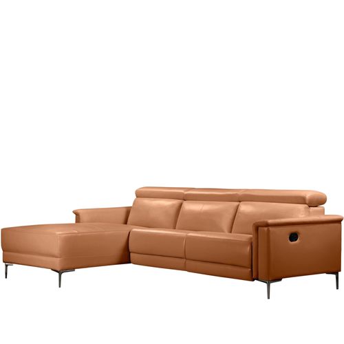 Lund-canapé 3 Places Avec 1 Fauteuil Inclinable Manuel En Pu Cognac