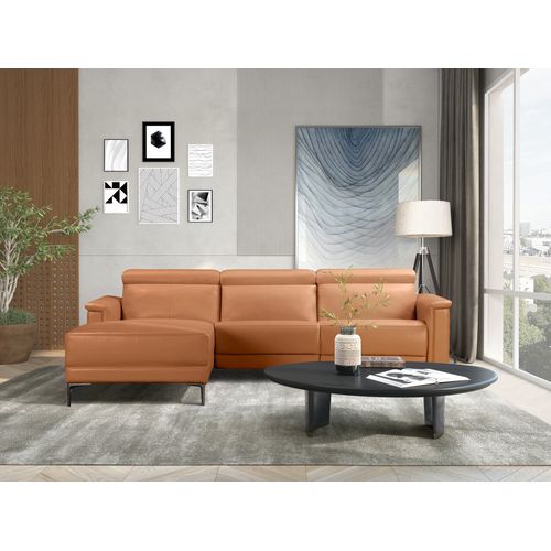 Lund-canapé 3 Places Avec 1 Fauteuil Inclinable Manuel En Pu Cognac