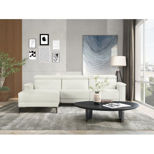 Lund-canapé D'angle 3 Places Avec 1 Relax Manuel En Pu Crème