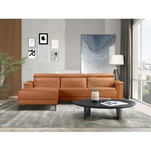 Lund-canapé 3 Places Avec 1 Fauteuil Inclinable Manuel En Pu Cognac
