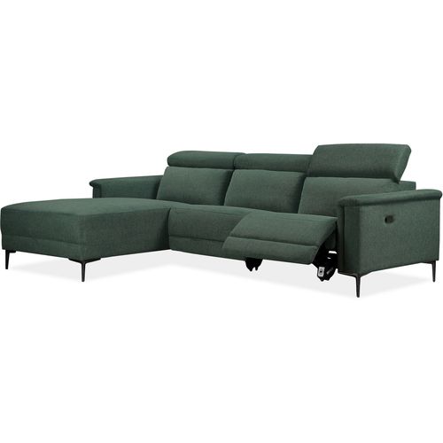 Lund-canapé 3 Places 1 Fauteuil Inclinable à Gauche Fonction Manuel En Tissu Vert Foncé