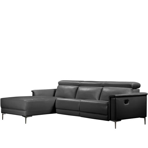 Lund-3 Places 1 Fauteuil Inclinable à Gauche Manuel En Cuir Noir