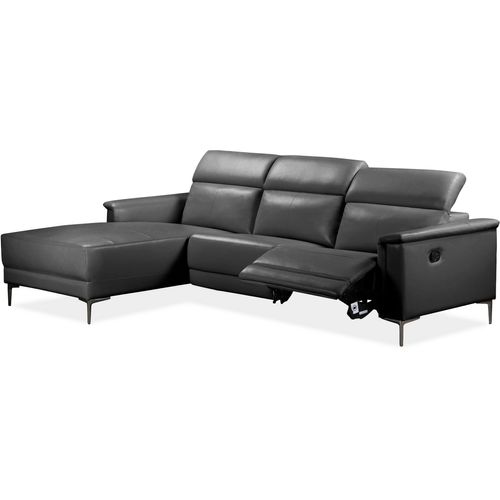 Lund-3 Places 1 Fauteuil Inclinable à Gauche Manuel En Cuir Noir