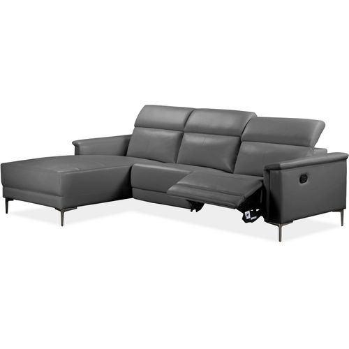 Lund-canapé Chaise Lounge Avec 1 Fauteuil Inclinable Manuel En Pu Gris