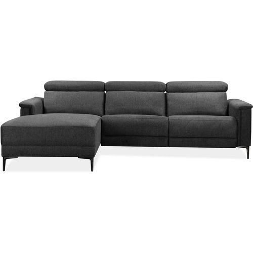 Lund-canapé Chaise Lounge Avec 1 Fauteuil Inclinable Manuel En Tissu Anthracite