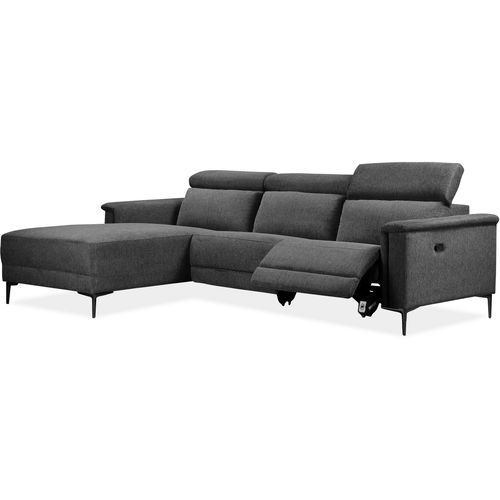 Lund-canapé Chaise Lounge Avec 1 Fauteuil Inclinable Manuel En Tissu Anthracite