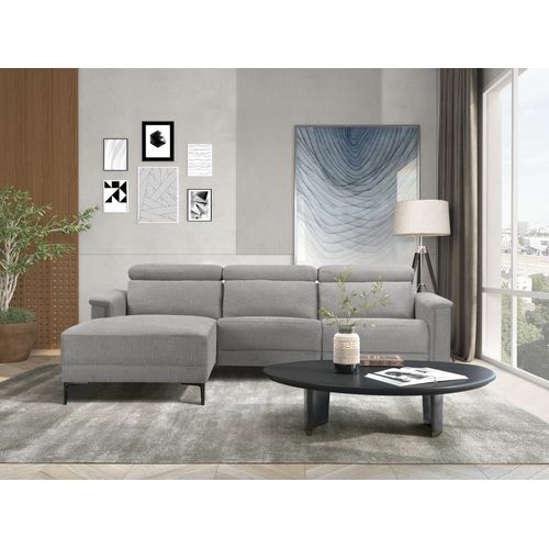 Lund-canapé Chaise Lounge Avec 1 Fauteuil Inclinable Manuel En Tissu Gris