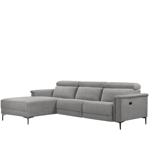 Lund-canapé Chaise Lounge Avec 1 Fauteuil Inclinable Manuel En Tissu Gris