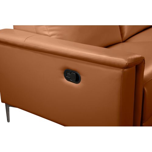 Lund-canapé 3 Places Avec 1 Fauteuil Inclinable Manuel En Pu Cognac