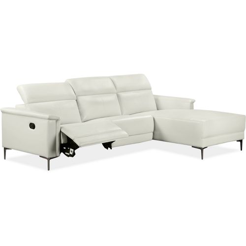 Lund-canapé D'angle 3 Places Avec 1 Relax Manuel En Pu Crème