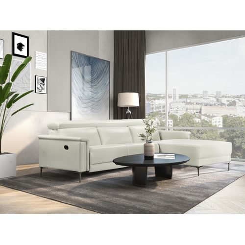 Lund-canapé D'angle 3 Places Avec 1 Relax Manuel En Pu Crème