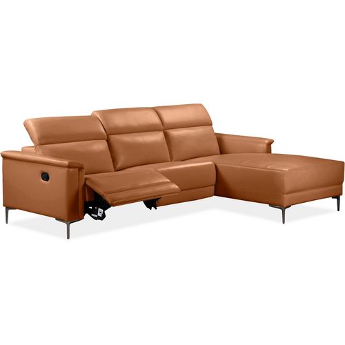 Lund-canapé 3 Places Avec 1 Fauteuil Inclinable Manuel En Pu Cognac