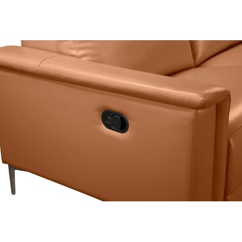 Lund-canapé 3 Places Avec 1 Fauteuil Inclinable Manuel En Pu Cognac