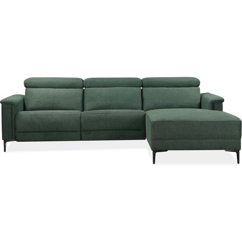 Lund-canapé 3 Places Avec 1 Fauteuil Inclinable Manuel En Tissu Vert Foncé