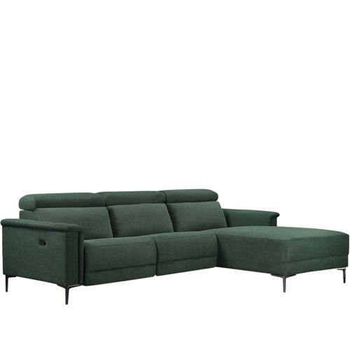 Lund-canapé 3 Places Avec 1 Fauteuil Inclinable Manuel En Tissu Vert Foncé