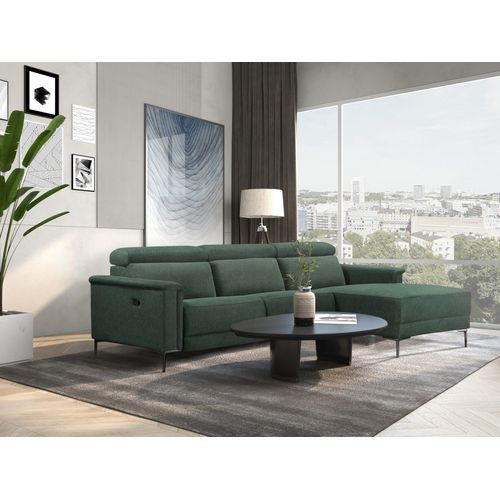 Lund-canapé 3 Places Avec 1 Fauteuil Inclinable Manuel En Tissu Vert Foncé