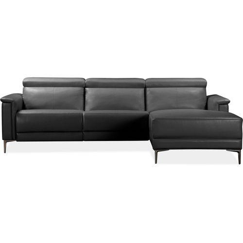 Lund-canapé Chaise Lounge Avec 1 Fauteuil Inclinable Manuel En Pu Noir
