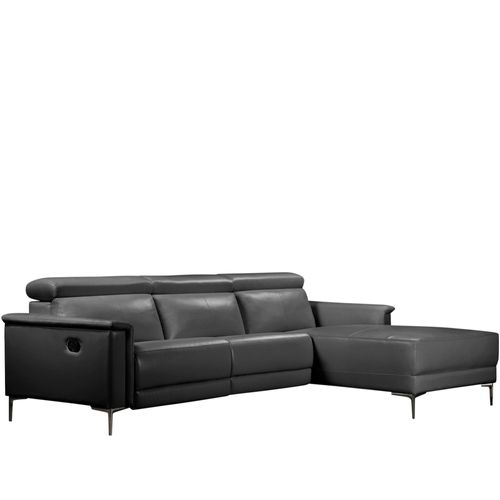 Lund-canapé Chaise Lounge Avec 1 Fauteuil Inclinable Manuel En Pu Noir