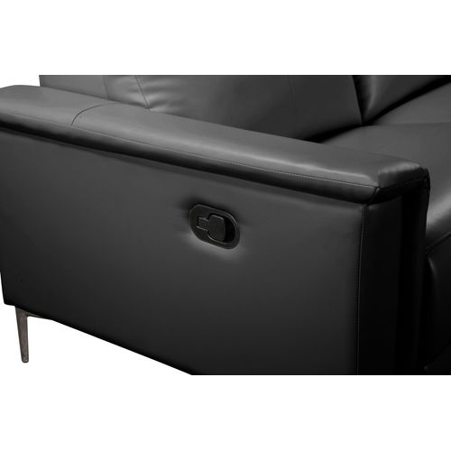 Lund-canapé D'angle 3 Places Avec 1 Relax Manuel En Pu Noir