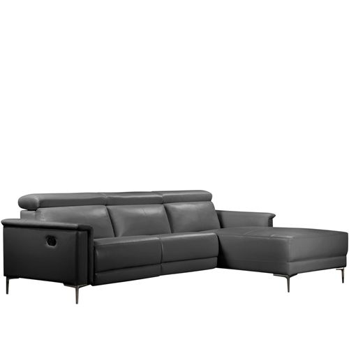 Lund-canapé Chaise Lounge Avec 1 Fauteuil Inclinable Manuel En Pu Gris