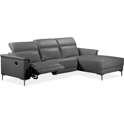 Lund-canapé Chaise Lounge Avec 1 Fauteuil Inclinable Manuel En Pu Gris