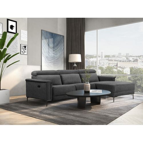 Lund-canapé Chaise Lounge Avec 1 Fauteuil Inclinable Manuel En Tissu Anthracite