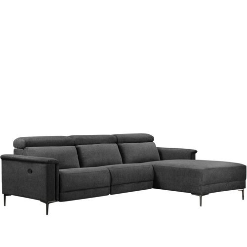 Lund-canapé Chaise Lounge Avec 1 Fauteuil Inclinable Manuel En Tissu Anthracite