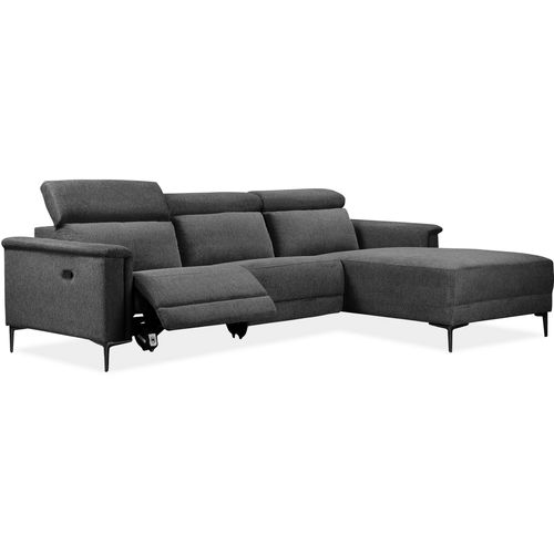 Lund-canapé Chaise Lounge Avec 1 Fauteuil Inclinable Manuel En Tissu Anthracite