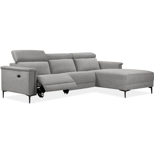 Lund-canapé D'angle 3 Places Avec Fonction Manuelle En Tissu Gris Clair