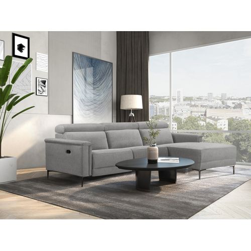 Lund-canapé D'angle 3 Places Avec Fonction Manuelle En Tissu Gris Clair