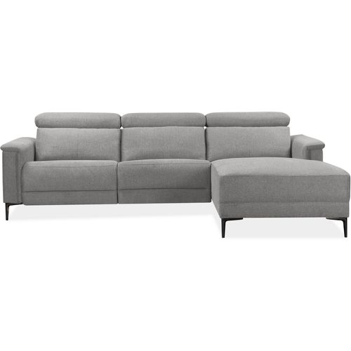 Lund-canapé D'angle 3 Places Avec Fonction Manuelle En Tissu Gris Clair
