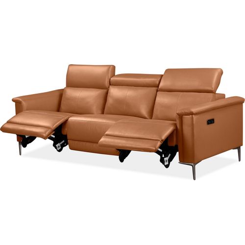 Lund-canapé 3 Places Avec 2 Fauteuils Électriques Cognac Pu