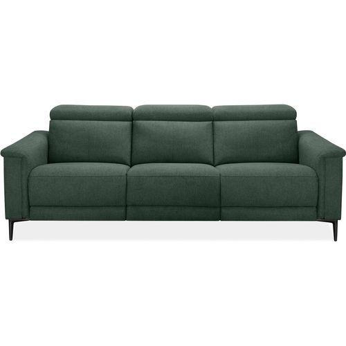 Lund-canapé 3 Places Avec 2 Fauteuils Inclinables Manuels En Tissu Vert Foncé