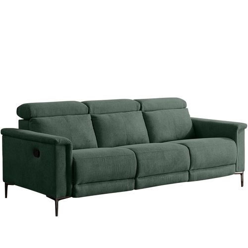 Lund-canapé 3 Places Avec 2 Fauteuils Inclinables Manuels En Tissu Vert Foncé