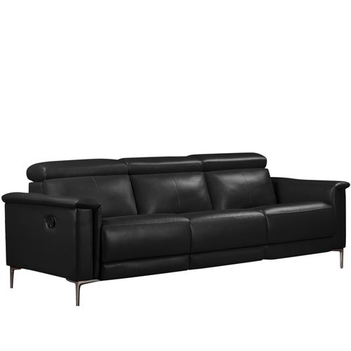 Lund-canapé 3 Places Avec 2 Inclinaisons Manuelles En Pu Noir