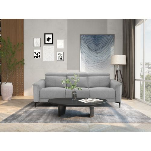 Lund-canapé 3 Places Avec 2 Fauteuils Relax Manuels En Tissu Gris Clair