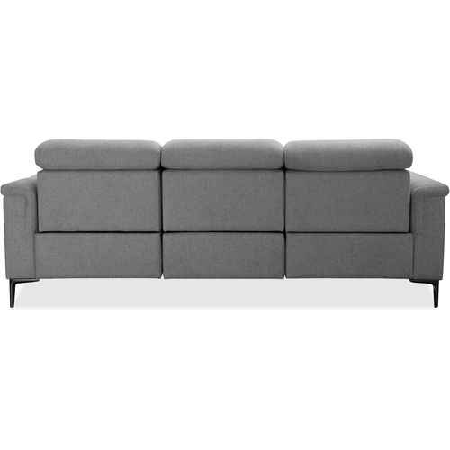 Lund-canapé 3 Places Avec 2 Fauteuils Relax Manuels En Tissu Gris Clair