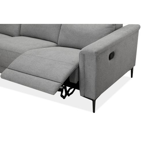 Lund-canapé 3 Places Avec 2 Fauteuils Relax Manuels En Tissu Gris Clair