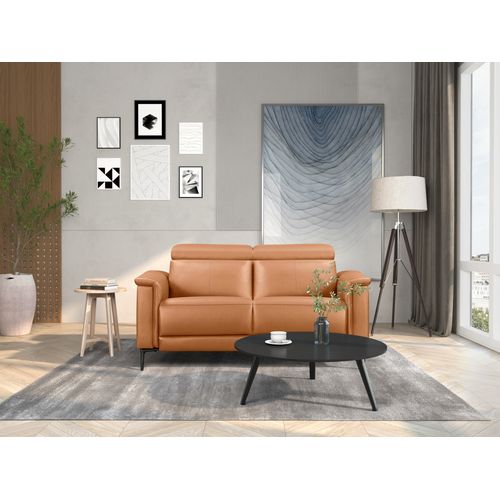 Lund-canapé 2 Places Avec 1 Fauteuil Électrique En Pu Cognac