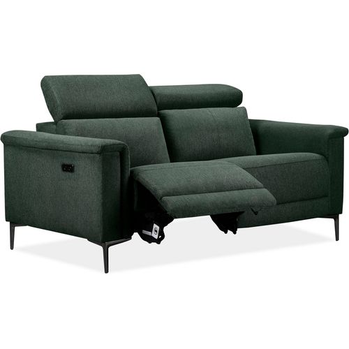 Lund-canapé 2 Places Avec 1 Fauteuil Électrique En Tissu Vert Foncé