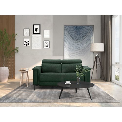 Lund-canapé 2 Places Avec 1 Fauteuil Électrique En Tissu Vert Foncé