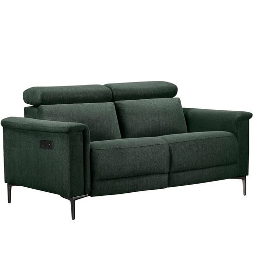 Lund-canapé 2 Places Avec 1 Fauteuil Électrique En Tissu Vert Foncé