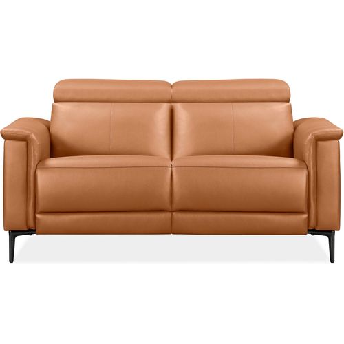 Lund-canapé 2 Places Avec 1 Fauteuil Inclinable Manuel En Pu Cognac